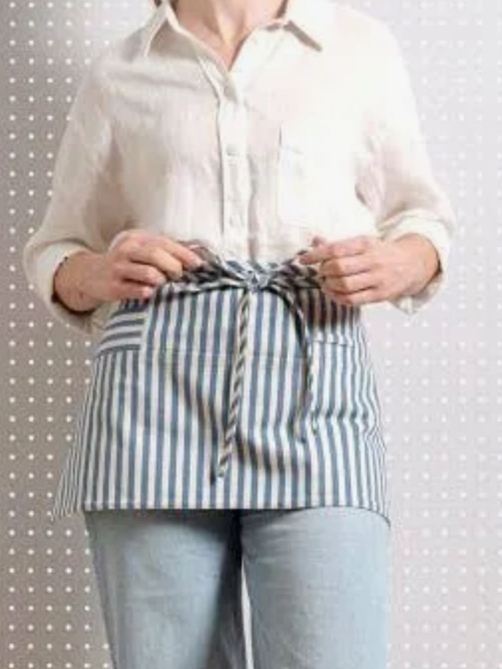 MEEMA Striped Denim & Cotton Waist Apron